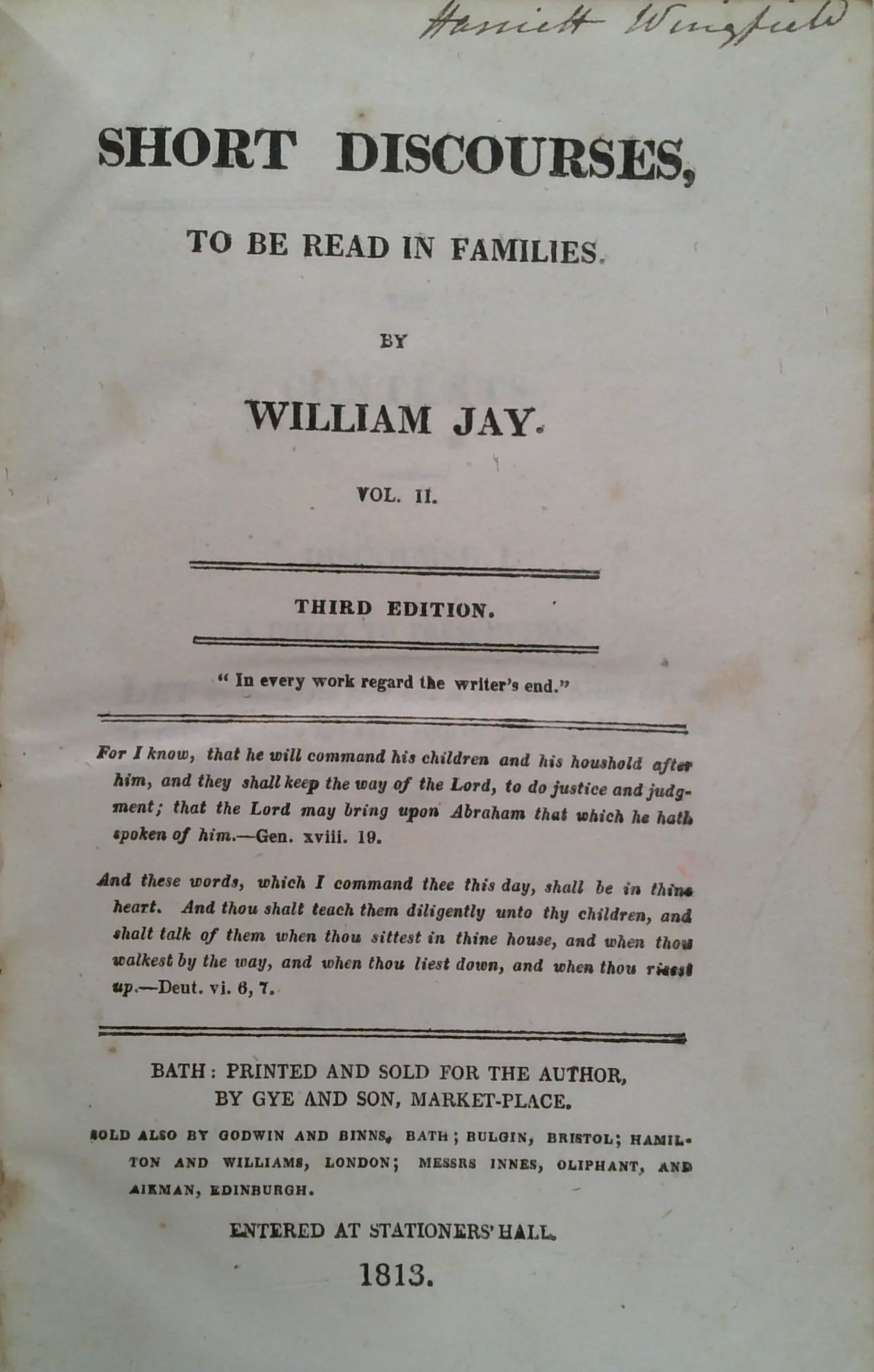 Short Discourses, To Be Read In Families; Vol. II - Image 2