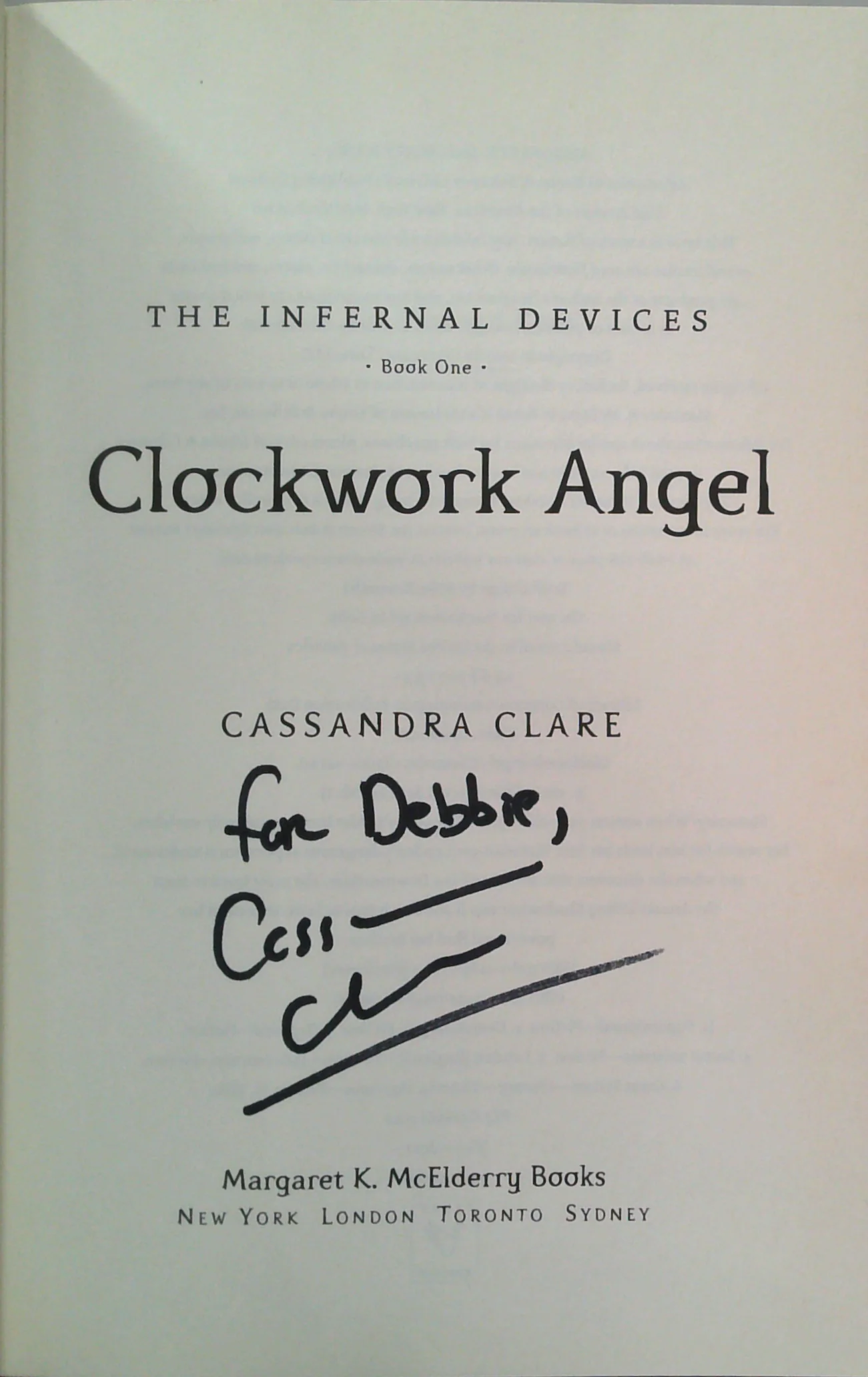 The Infernal Devices: Clockwork Angel (SIGNED) - Image 2