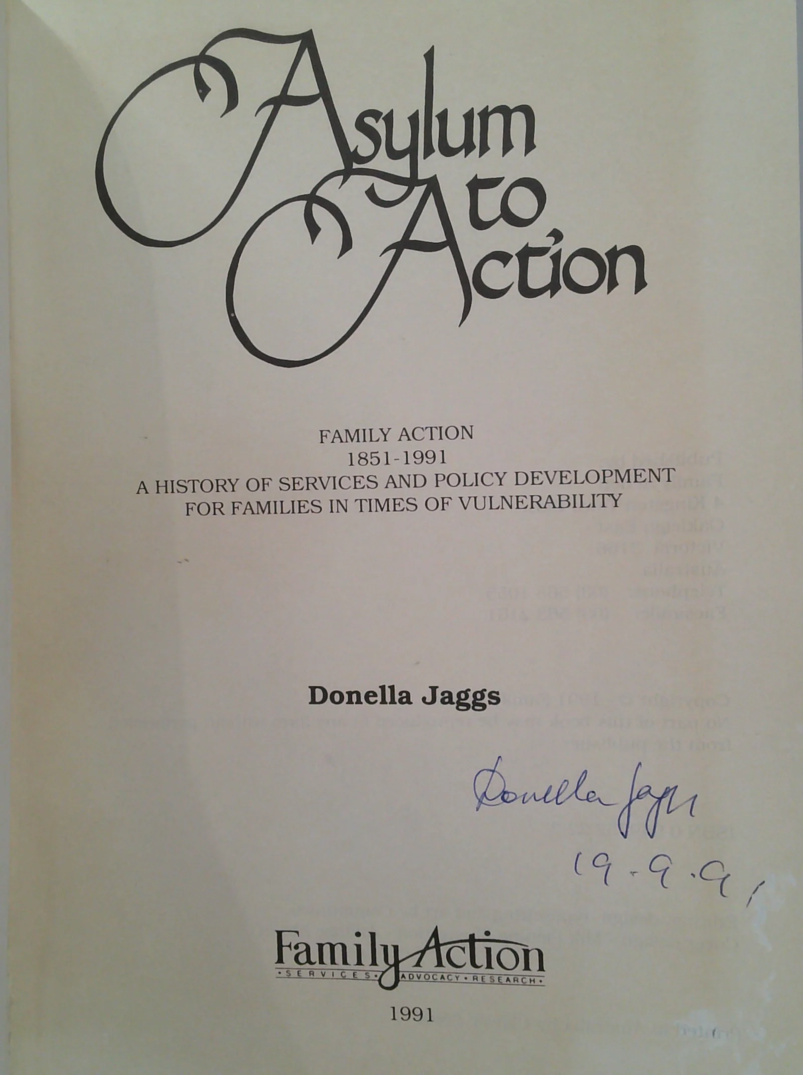 Asylum To Action: Family Action 1851-1991: A History Of Services And Policy Development For Families In Times Of Vulnerability (SIGNED) - Image 2