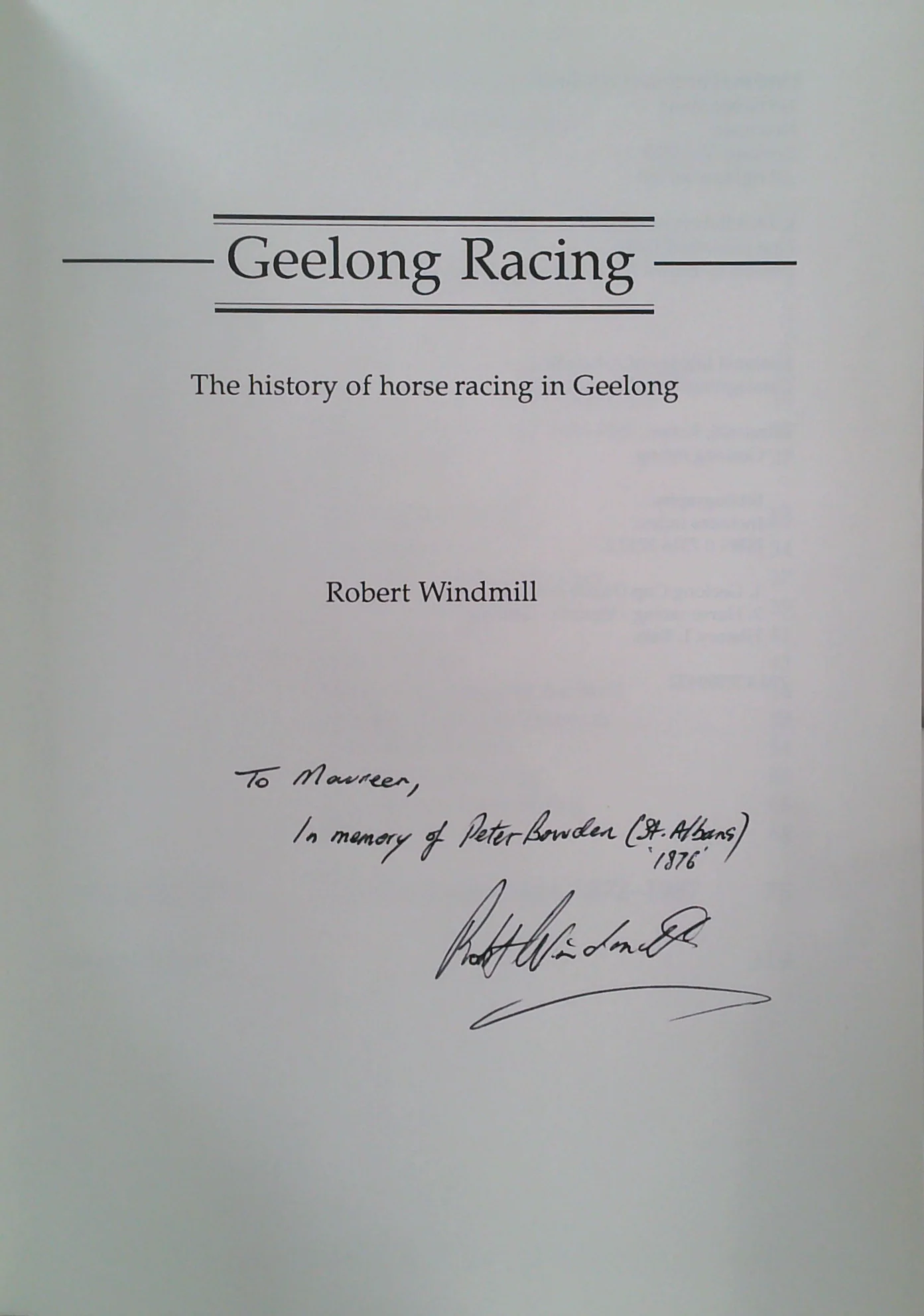 Geelong Racing: The History Of Horse Racing In Geelong (SIGNED) - Image 2
